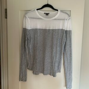 Vince grey and white long sleeve shirt